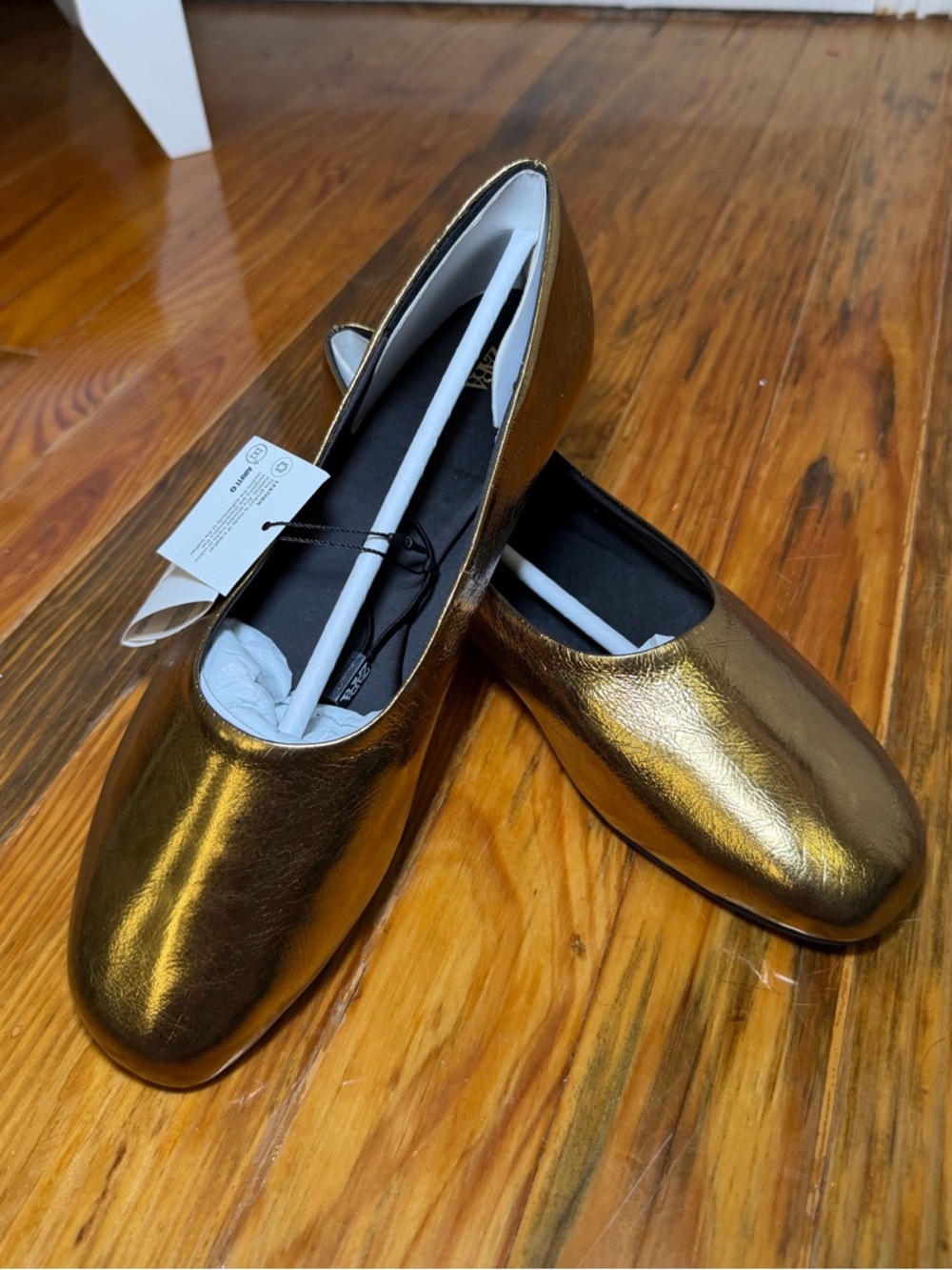 ZARA Metallic Gold Women's Ballet Flat - Picture 4 of 7